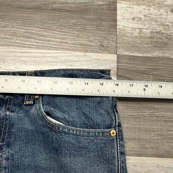 Levis 505 Mid Wash Blue Mens 32x32 Regular Straight Leg Stretch Jeans Red Tab - Picture 7 of 13